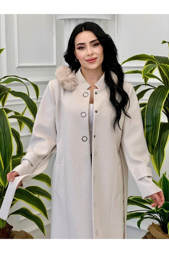 Spor Petek Kaşe Kaban 7359-Ekru