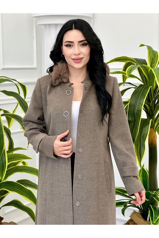 Spor Petek Kaşe Kaban 7359-Vizon