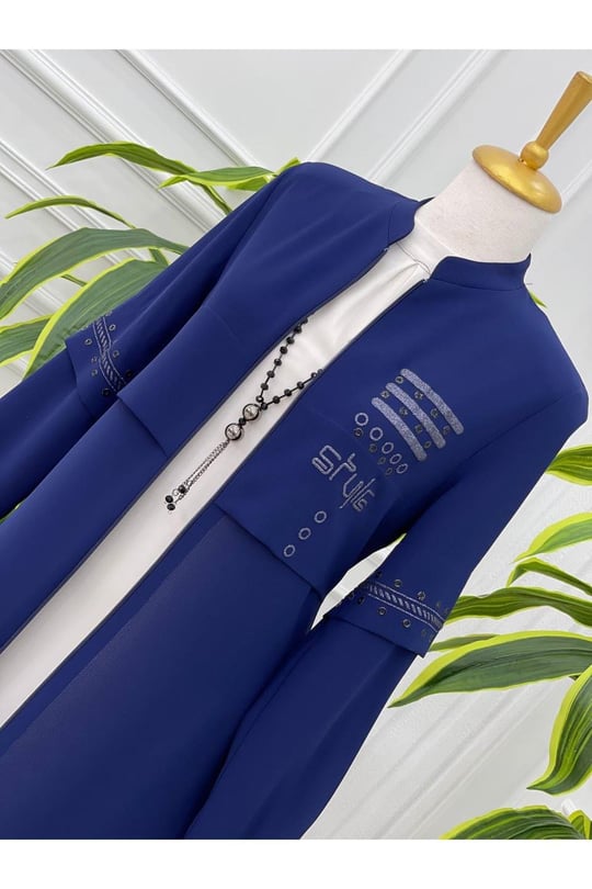 Style Baskı Pardesü 4077-Saks