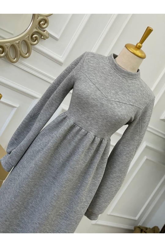 Sweat Elbise 1252-Gri