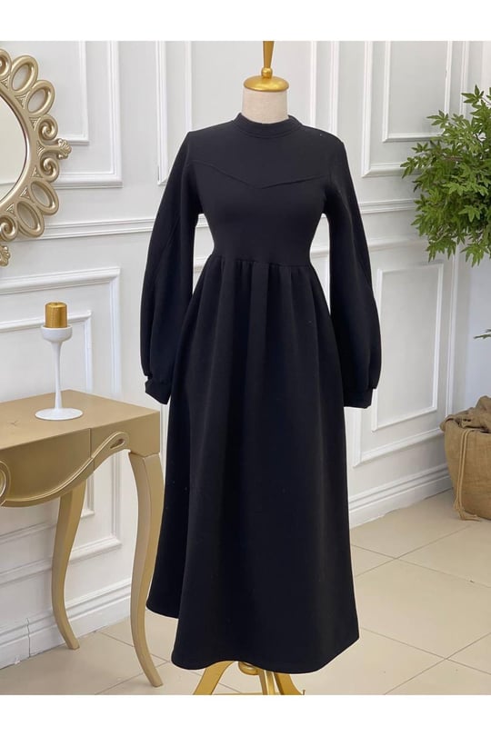Sweat Elbise 1252-Siyah