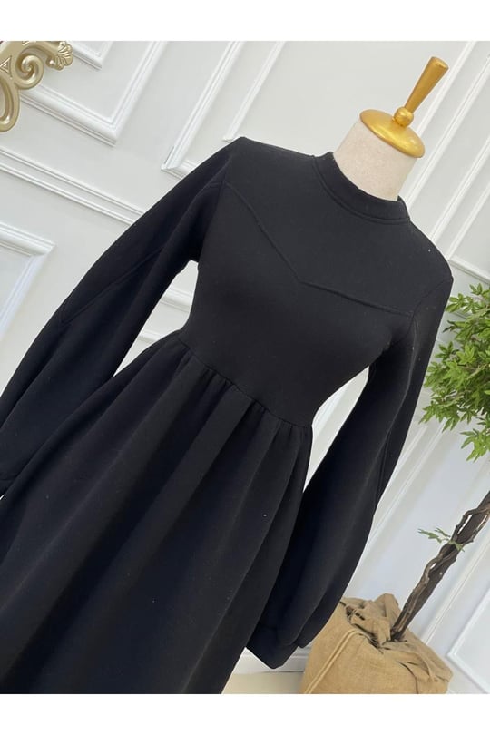 Sweat Elbise 1252-Siyah