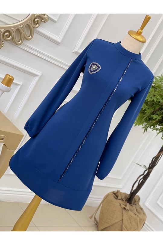 Taş Armalı Tunik 717-Saks