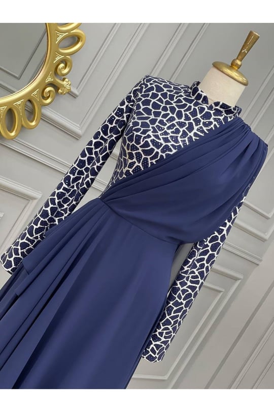Taş Desen Abiye 8737-Lacivert