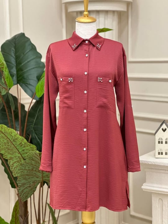 Taş Detay Spor Gömlek 24028 T-24 Bordo