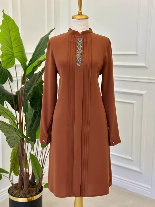 Taş Detay Tunik 741 Taba