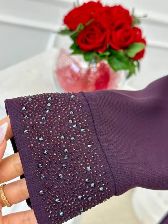 Taş İşleme Abaya İkili  Takım 4113 t-24 Mor