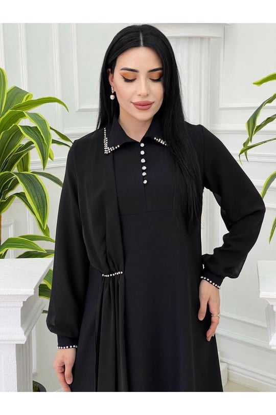 Taş Şerit Tunik Takım 20084-Siyah