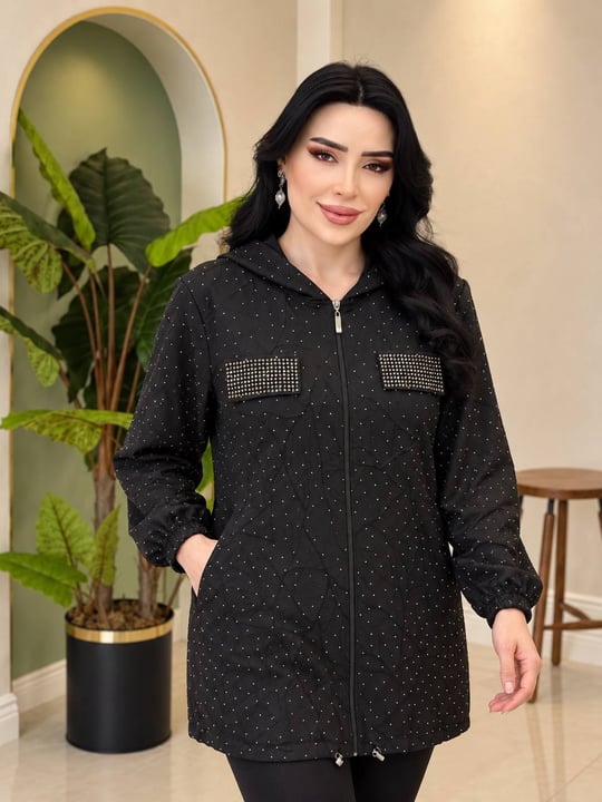 Taşlı Jakarlı Giy-Çık 1234 T-26 Siyah