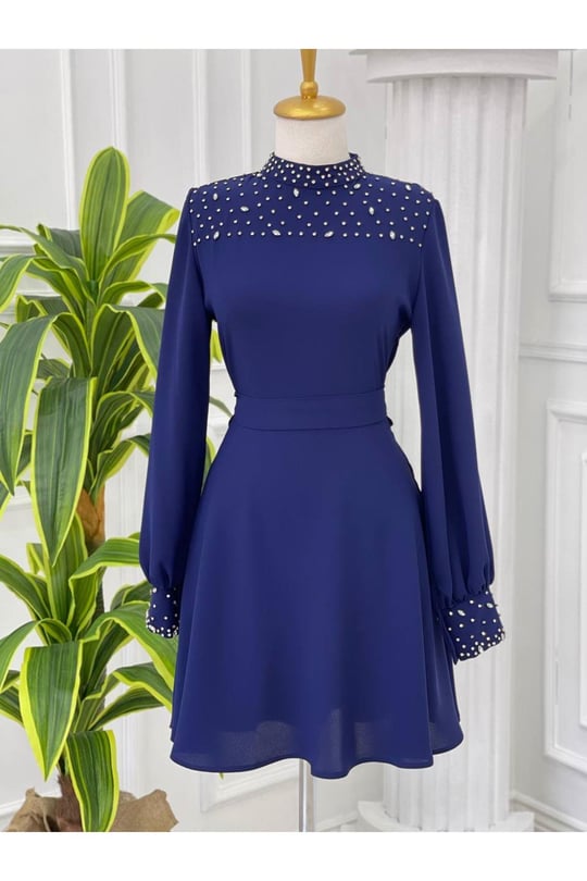 Taşlı Tunik 123-Saks