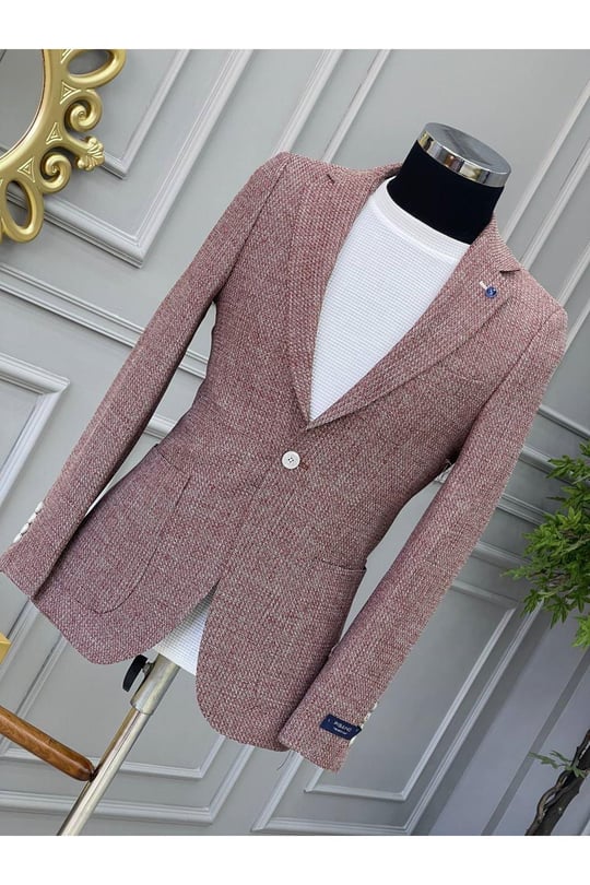 Tek Ceket - 402-Bordo