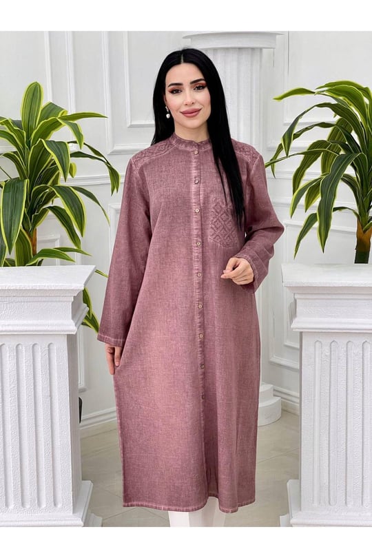 Tek Cep Şile Bezi Tunik 56-Rose