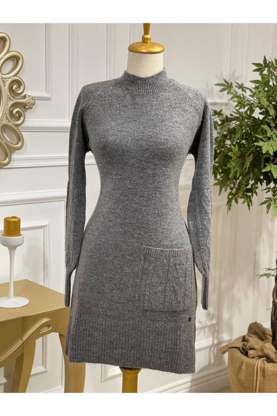 Tek Cep Yumoş Tunik 7093-Gri