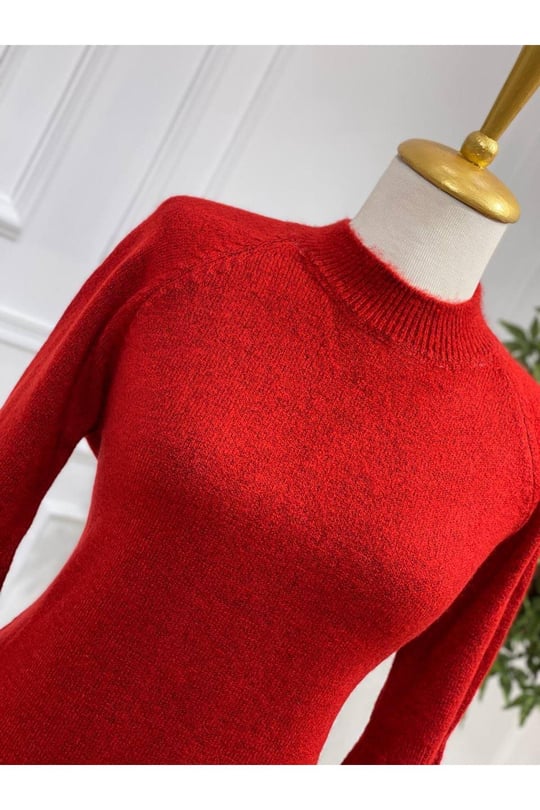 Tek Cep Yumoş Tunik 7093-Kırmızı