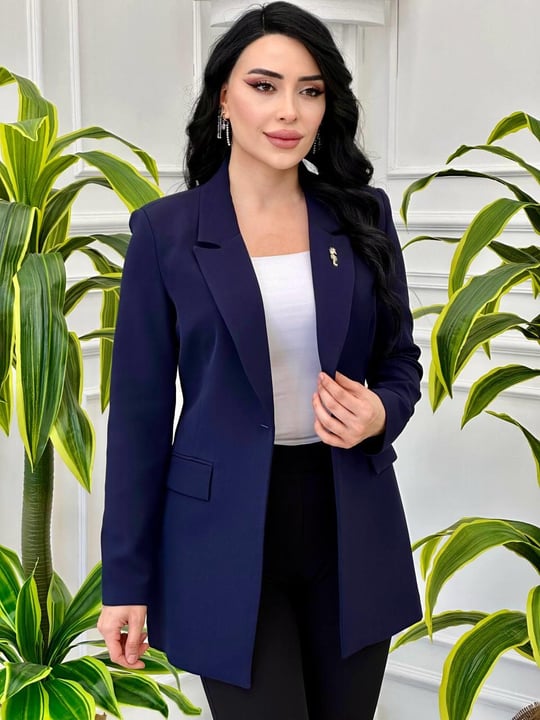 Tek Düğme Blazer Ceket 8004 Lacivert