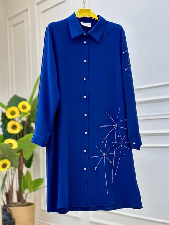 Tek Taraf İşleme Battal Tunik 1013 T025 Saks