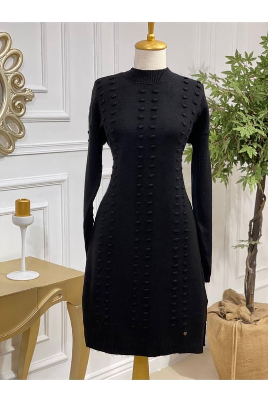 Tomurcuk Şerit Yumoş Tunik 7011-Siyah