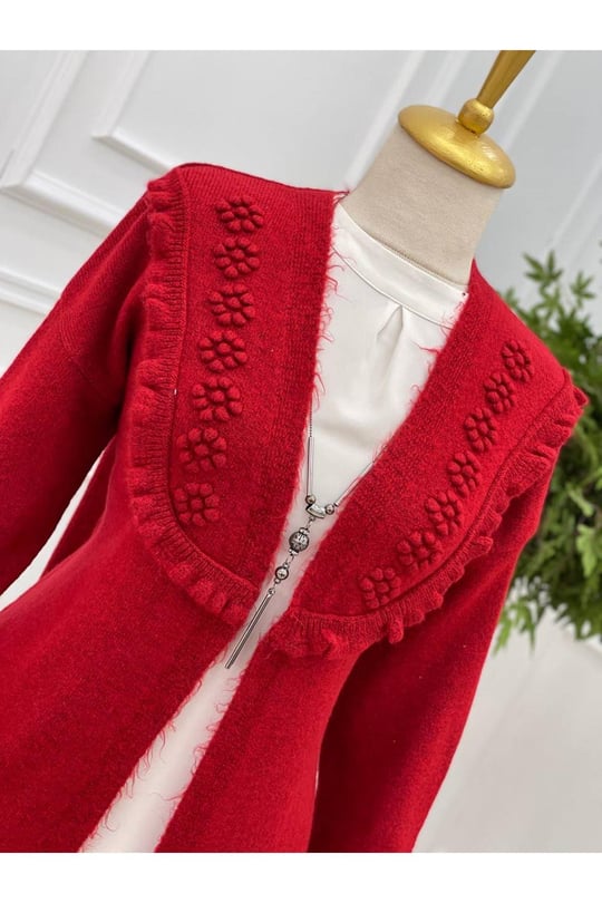 Tomurcuk Yumoş Hırka 7136-Bordo
