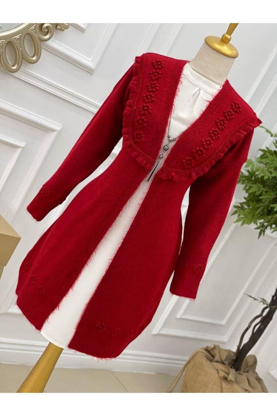Tomurcuk Yumoş Hırka 7136-Bordo