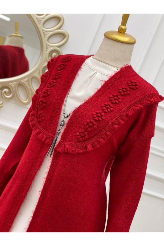 Tomurcuk Yumoş Hırka 7136-Bordo