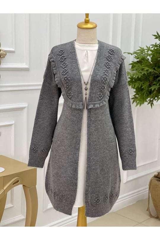Tomurcuk Yumoş Hırka 7136-Füme