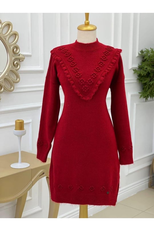 Tomurcuk Yumoş Tunik 7094-Kırmızı