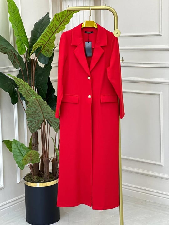 Uzun Blazer Ceket Kap 3226 t-24 Kırmızı