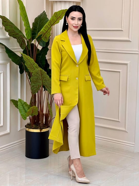 Uzun Blazer Ceket Kap 3226 t-24 Yağ Yeşili