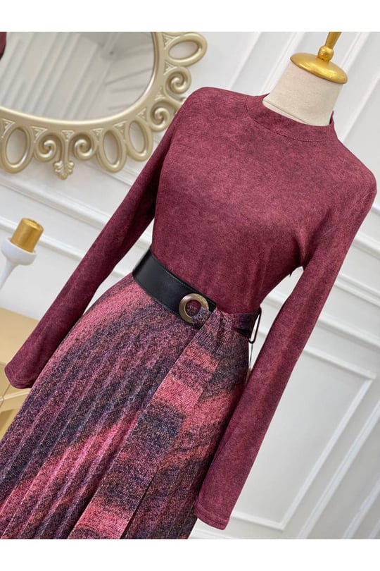 Varaklı Elbise 3194-Rose