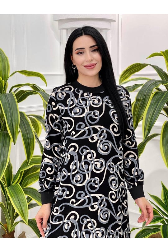 Yaka Kol Ribana Spor Elbise 180-Gri
