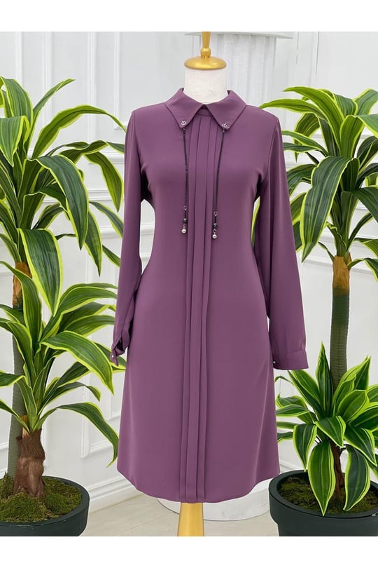 Yaka Zincir Tunik 622-Leylak