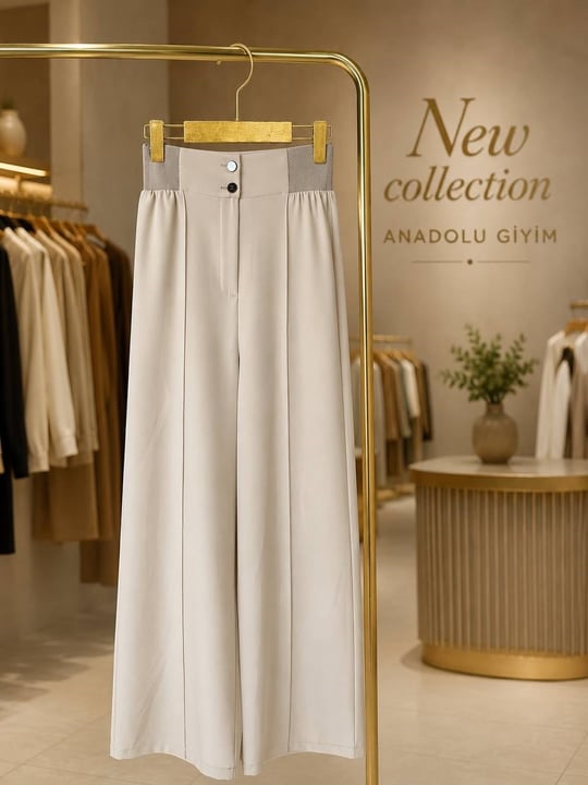 Yan Lastik Palazzo Pantolon 315 T-26 Bej