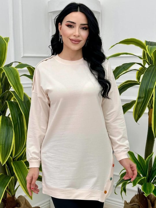 Yandan Düğmeli Tunik 8053 Ekru