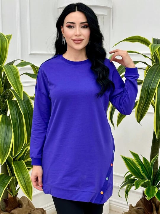 Yandan Düğmeli Tunik 8053 Mor