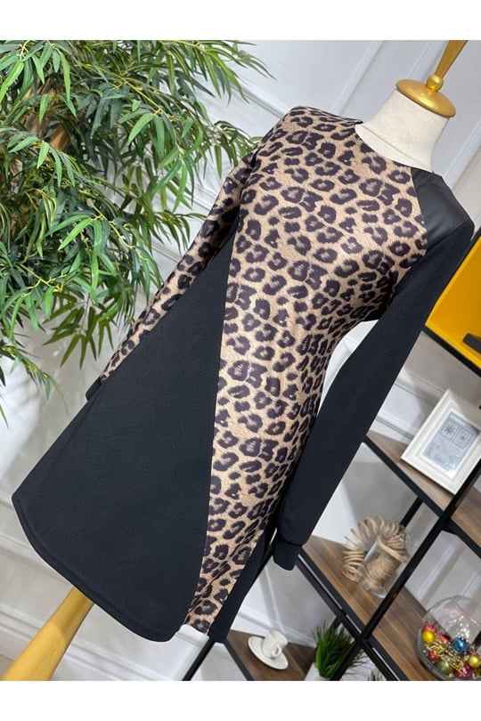 Yarı Ekose Tunik 723-Leopar
