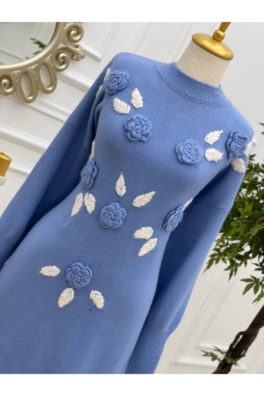 Yumoş Güllü Saloş Tunik 7128-Mavi