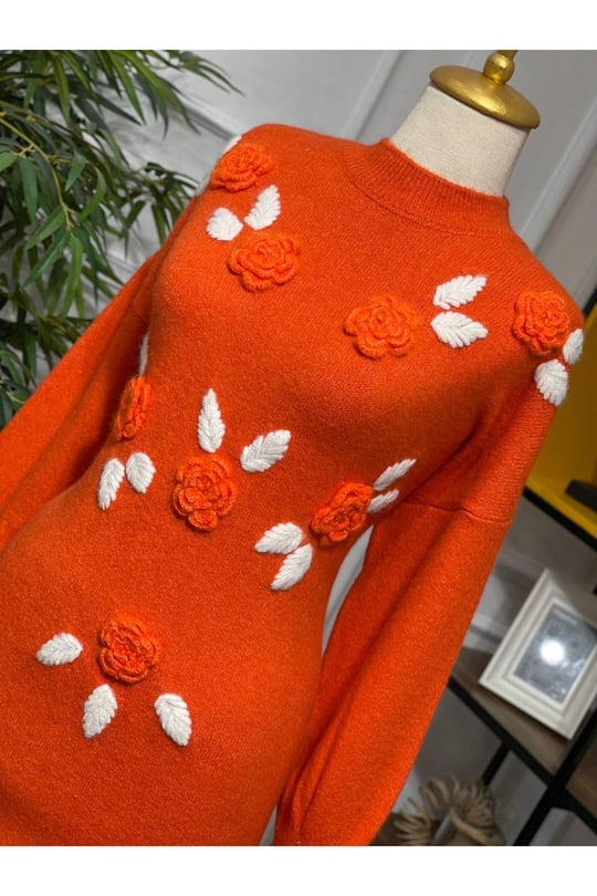 Yumoş Güllü Saloş Tunik 7128-Turuncu