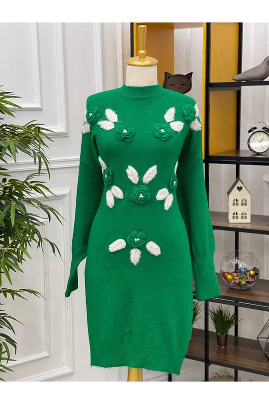 Yumoş Güllü Saloş Tunik 7128-Yeşil