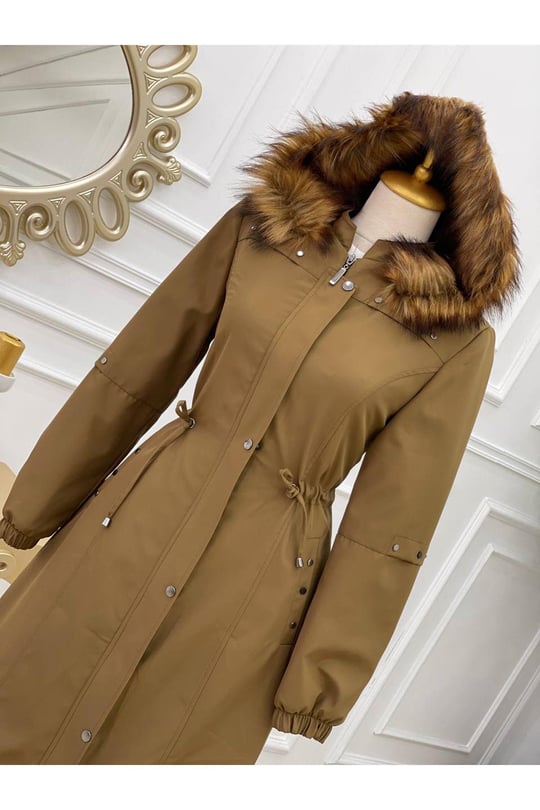 Zımba Detay Trenç Manto 4230-Camel