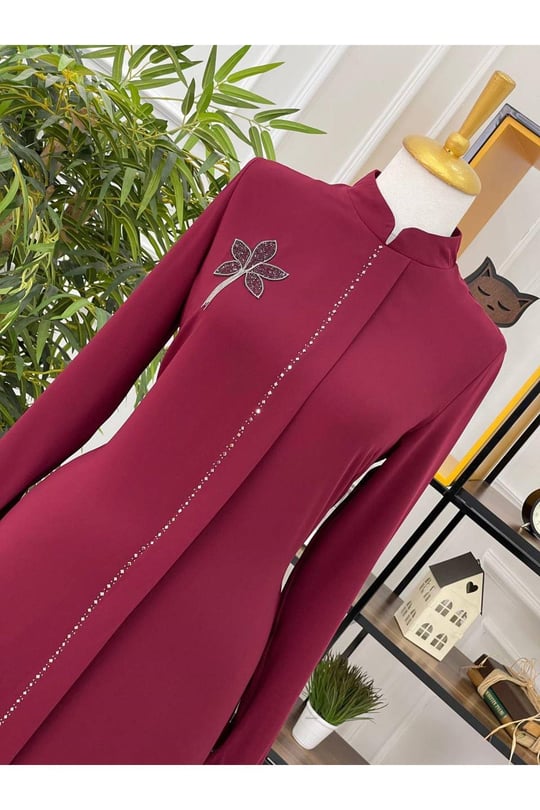 Zincir Yapraklı Tunik 742-Vişne