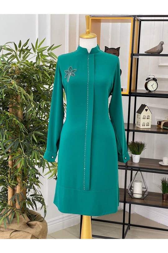 Zincir Yapraklı Tunik 742-Yeşil