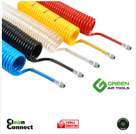 Green 5*8 PE 15 Metre Spiral Hava Hortumu