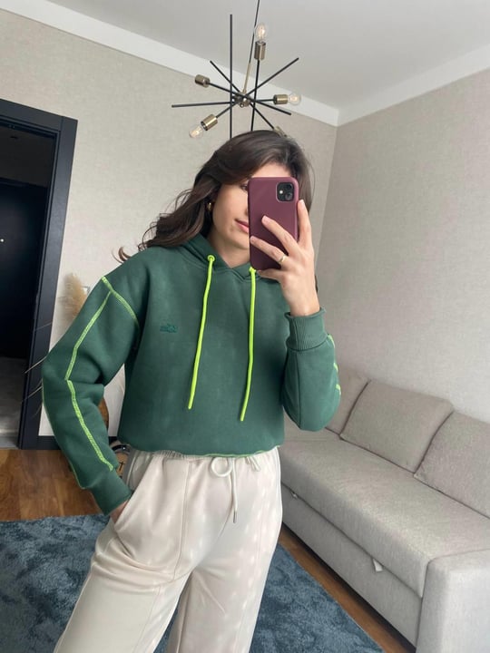 Lacoste Uc plik ardonlu Ye il Sweatshirt