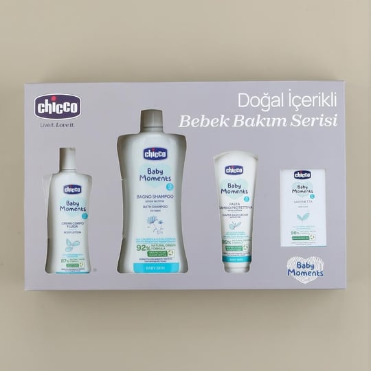 Chicco 4 Parça Özel Kozmetik Set Kutulu Mavi | Bebek Bakım Seti