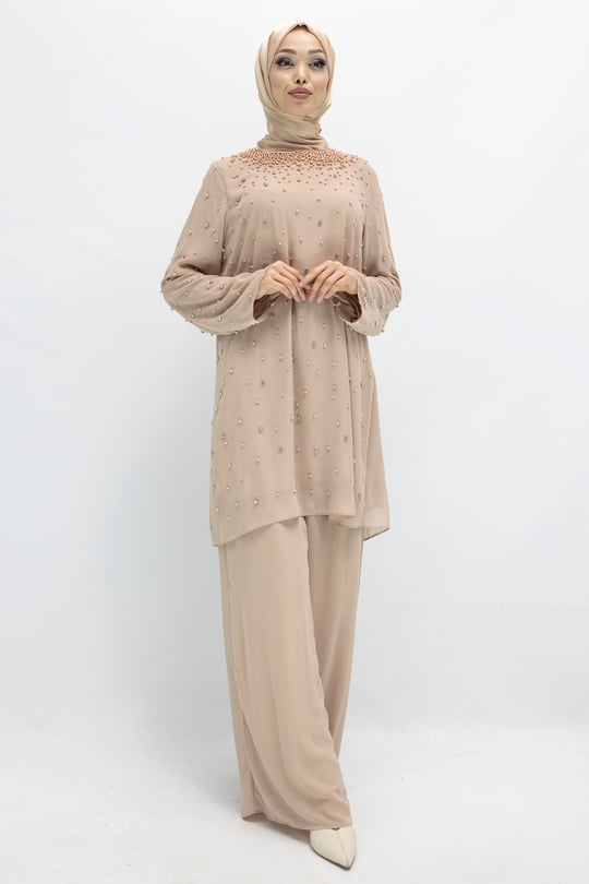 Büyük Beden Abiye Pantolonlu Takım Siyah OTW38931