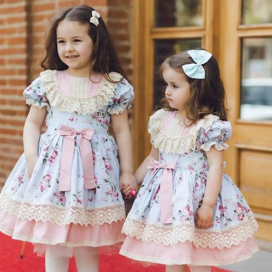 Blue Ocean Vintage Baby Girl Dress Birthday photo shoot dress Suitable for 0 12 Ages