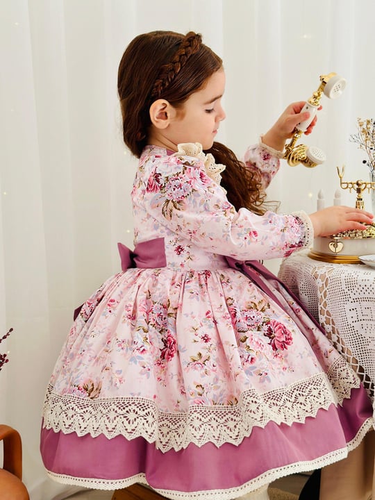 Pink Royal Vintage Baby Girl Dress Birthday dress photo shooting dress Suitable for 0 12 Years Old