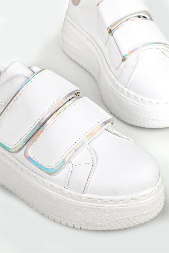 Beınsteps Nefes Alır Kalın Taban Cırtlı Beyaz Gümüş Kadın Spor Ayakkabı  CAROLİNE