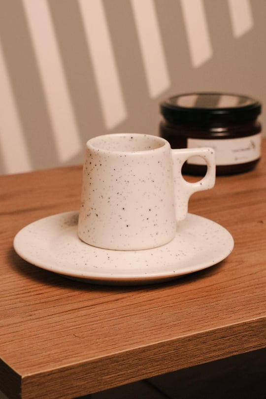 Coffee Yazılı El Yapımı Seramik Türk Kahvesi Fincanı | 100 ml | Seramik | 2 Parça