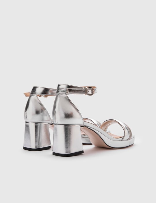 Ayer Silver Women's Heeled Sandal - İLVİ